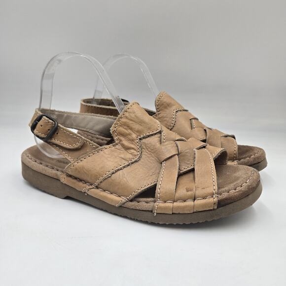 Josef Seibel Men's Sandals Tan Woven Leather Size 9 Handmade In Germany - Picture 1 of 6